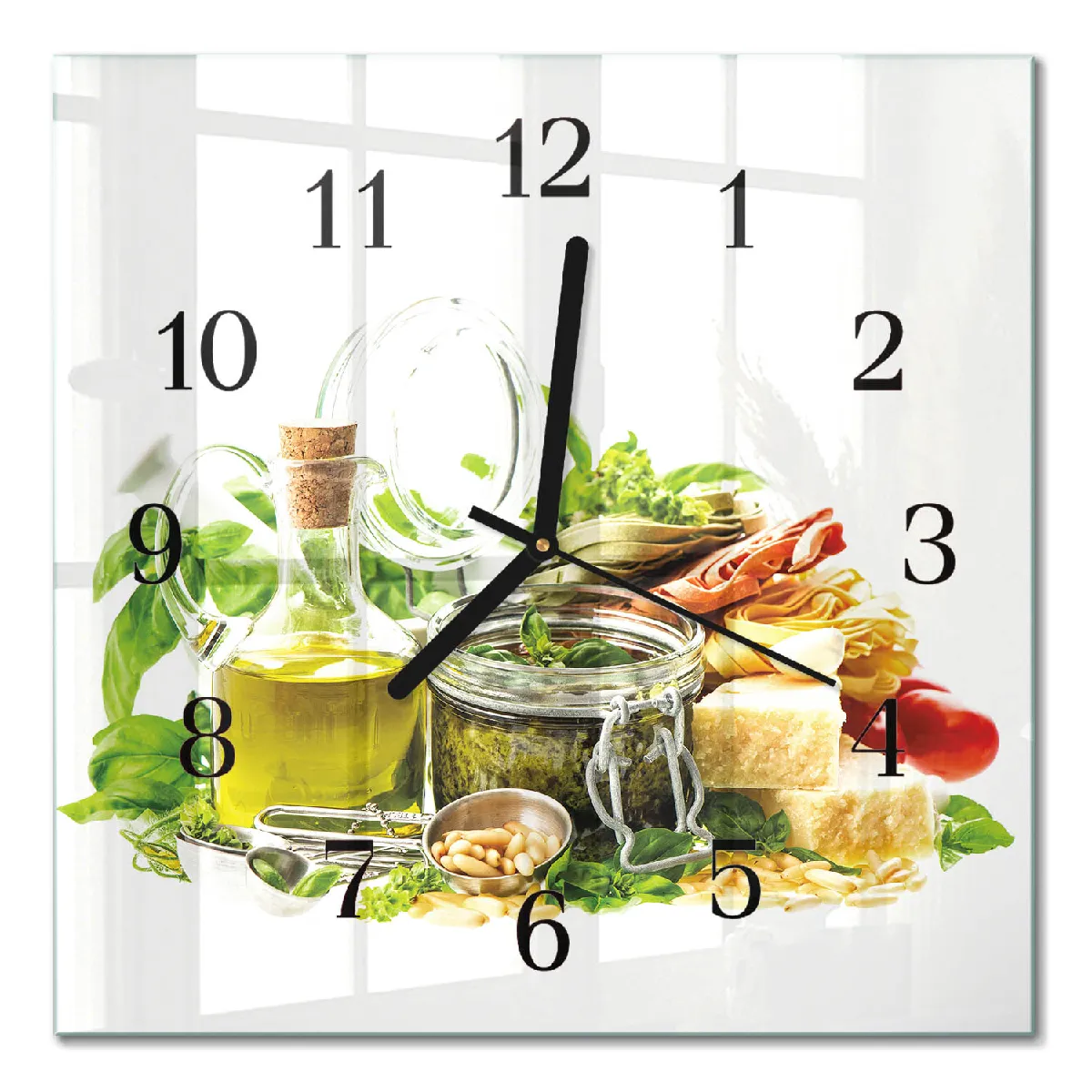 Horloge En Verre Tulup 30x30 cm Pâtes à l'huile Aiguilles noires