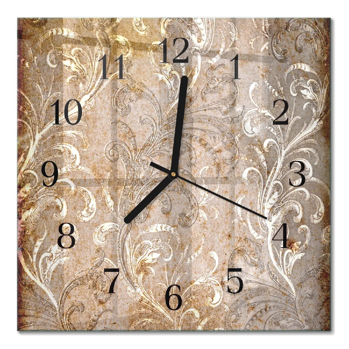 Horloge Murale Tulup 30x30 cm Motif floral Aiguilles noires