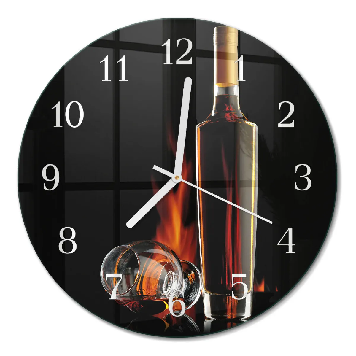 Horloge Ronde En Verre Tulup fi30 cm Alcool Aiguilles blanches