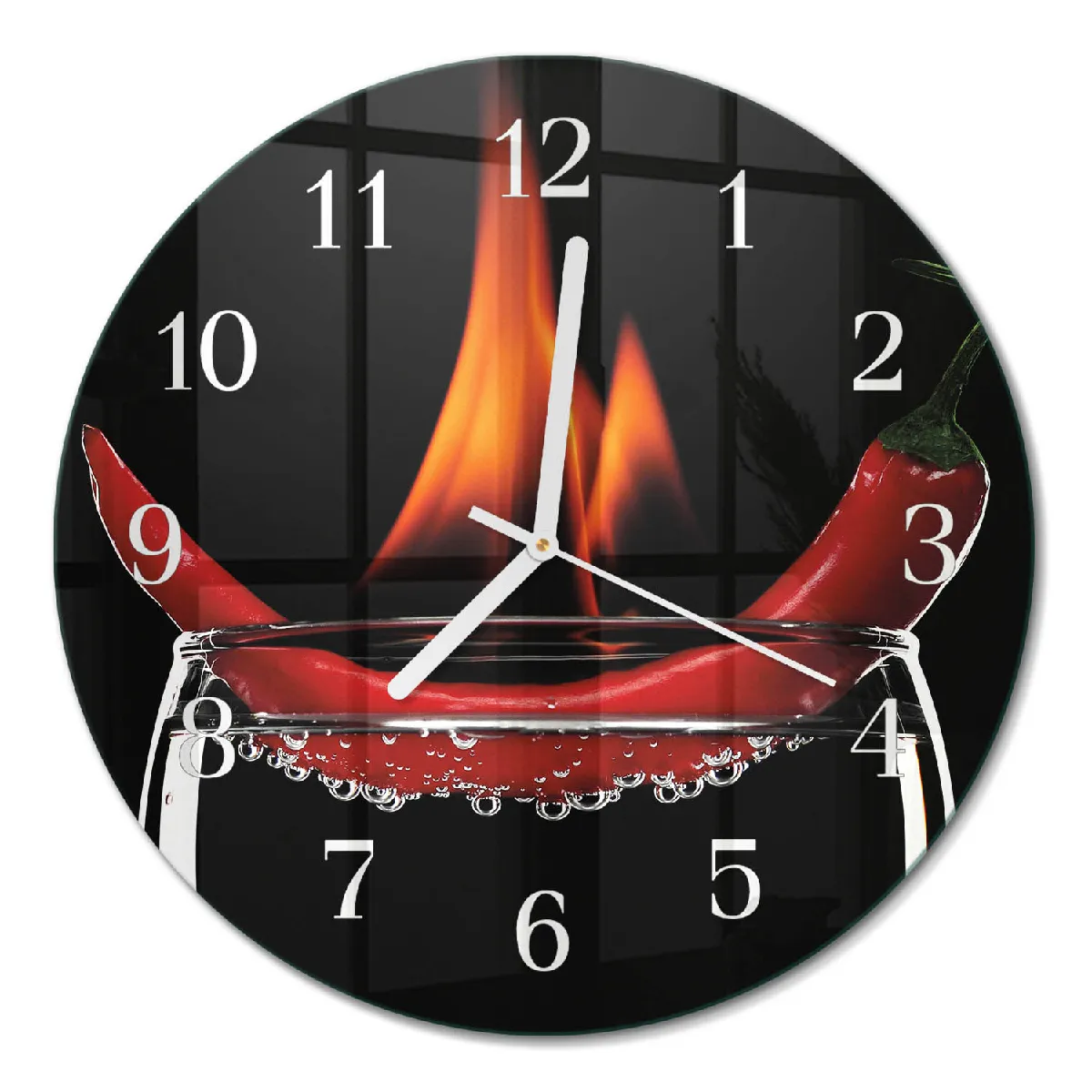 Horloge Ronde Murale Tulup fi30 cm Feu de piment Aiguilles blanches