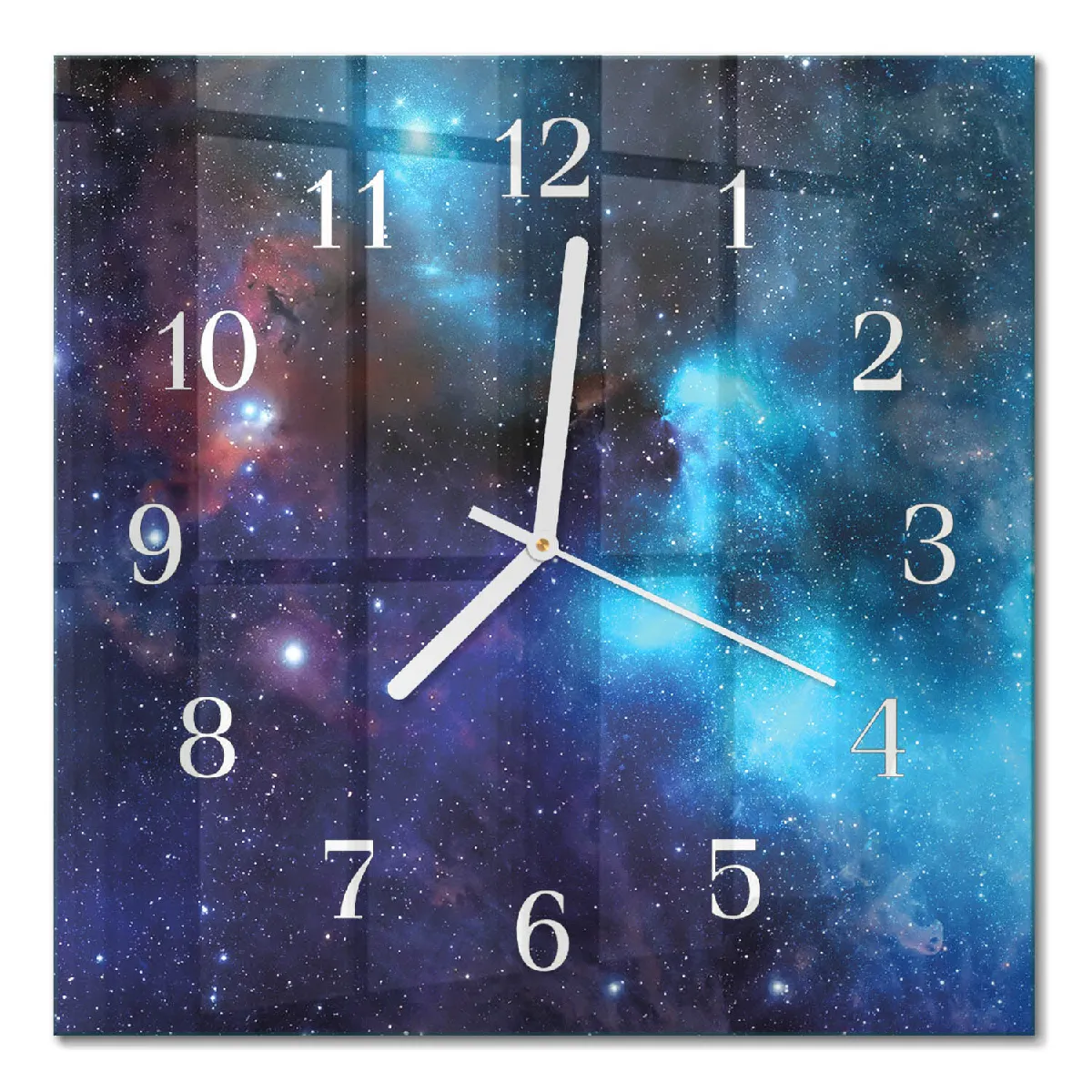 Horloge En Verre Tulup 30x30 cm Ciel étoilé Aiguilles blanches