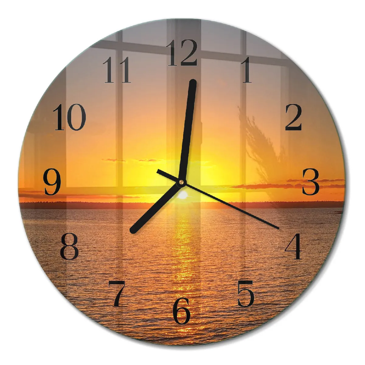 Horloge Ronde Murale Tulup fi30 cm Coucher de soleil Aiguilles noires