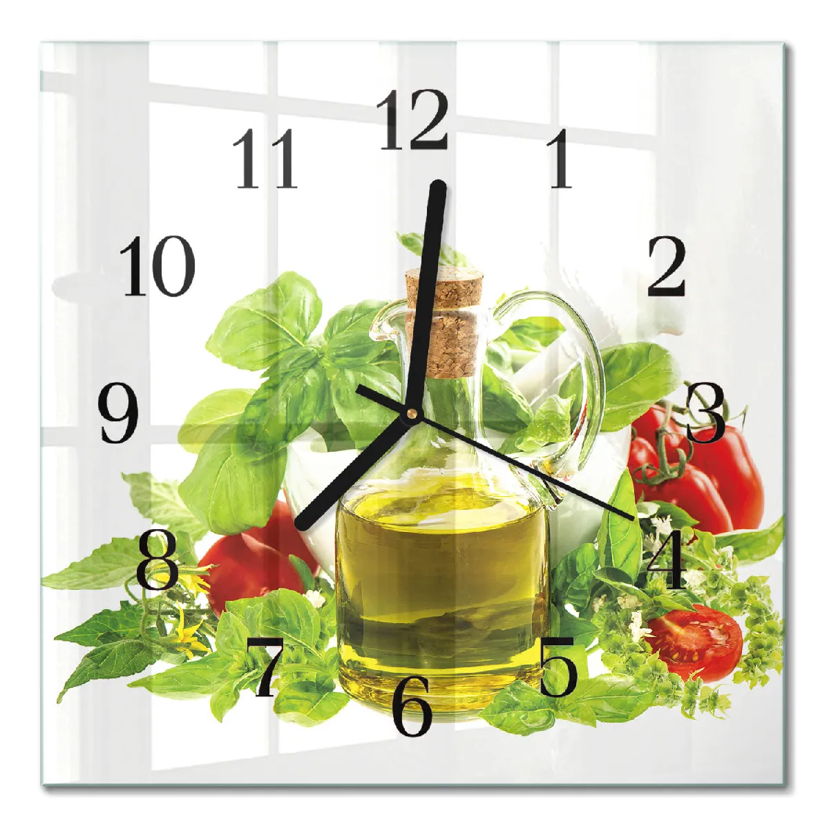 Horloge Murale Tulup 30x30 cm Huile de basilic Aiguilles noires