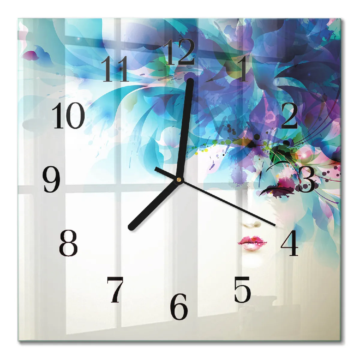 Horloge Murale Carrée Tulup 30x30 cm Abstraction Aiguilles noires