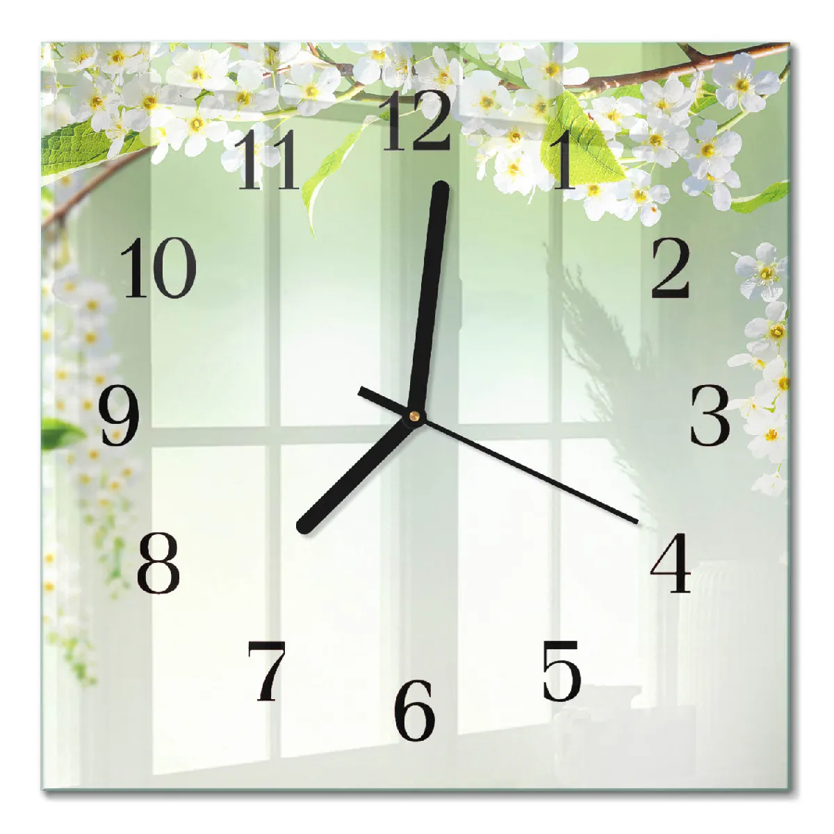 Horloge En Verre Tulup 30x30 cm Printemps Aiguilles noires