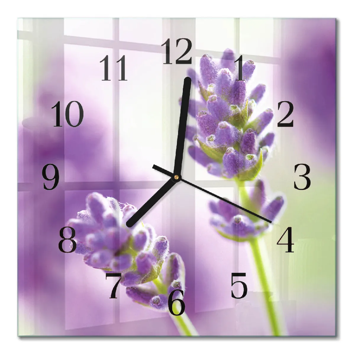 Pendule En Verre Tulup 30x30 cm Lavande Aiguilles noires