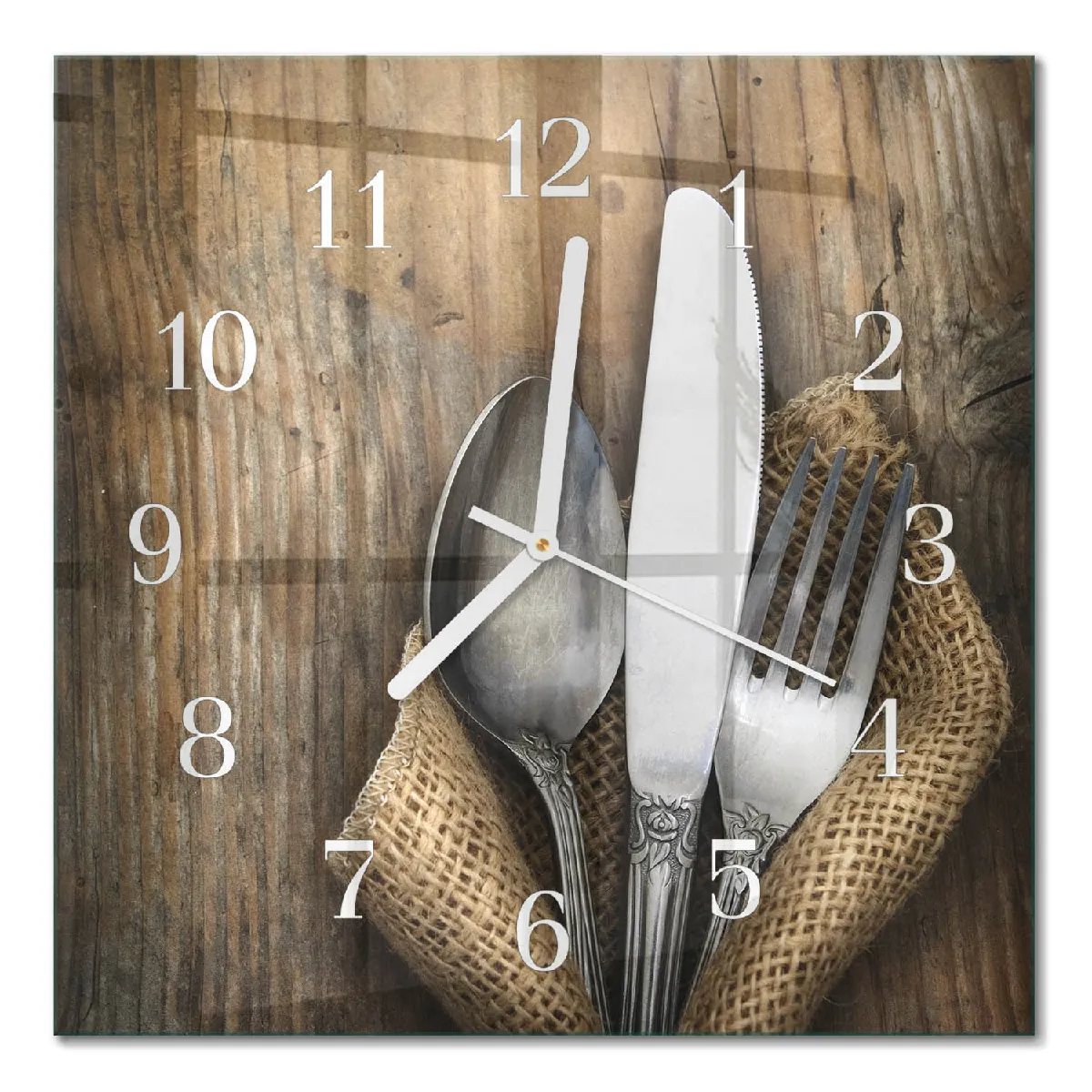 Horloge Murale Tulup 30x30 cm Couverts Aiguilles blanches