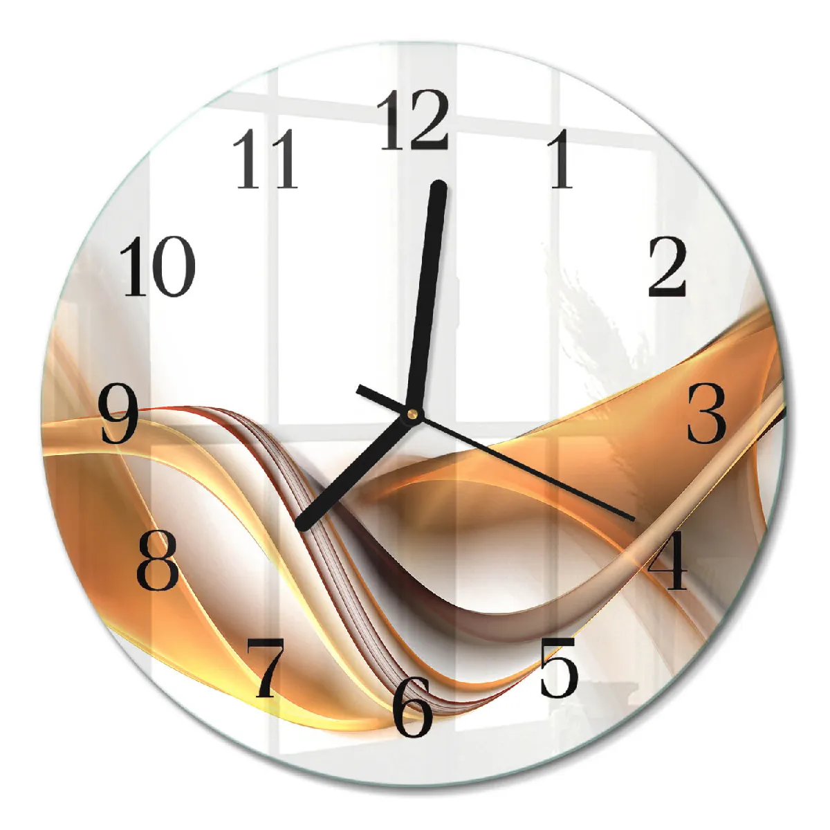 Horloge En Verre Ronde Tulup fi30 cm Abstraction Aiguilles noires
