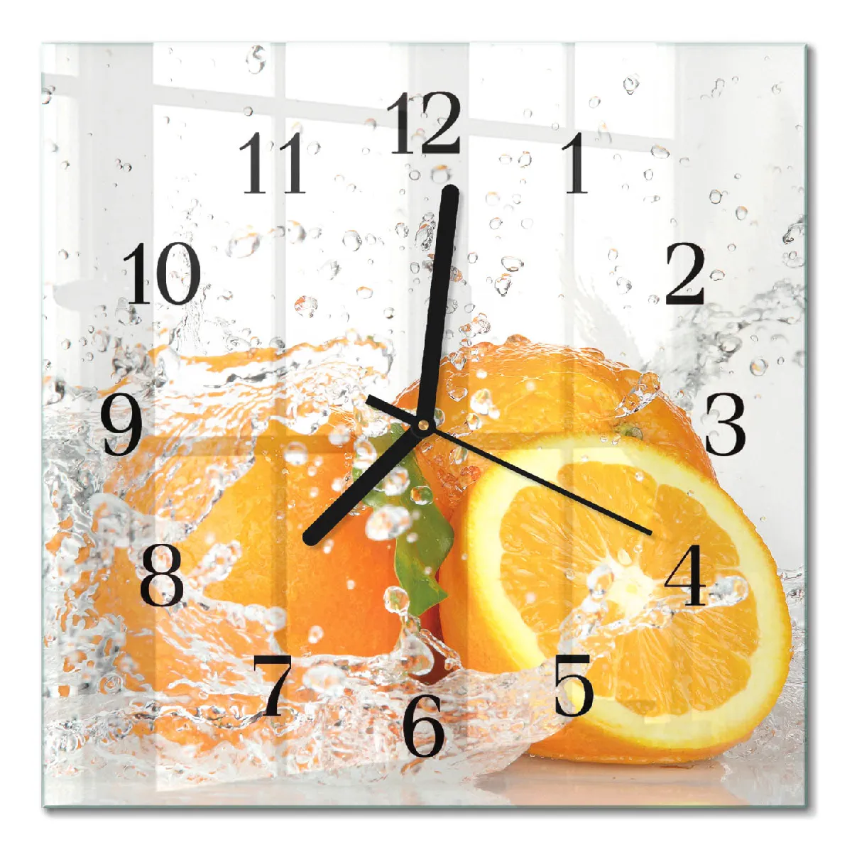 Horloge Carrée En Verre Tulup 30x30 cm Oranges Aiguilles noires