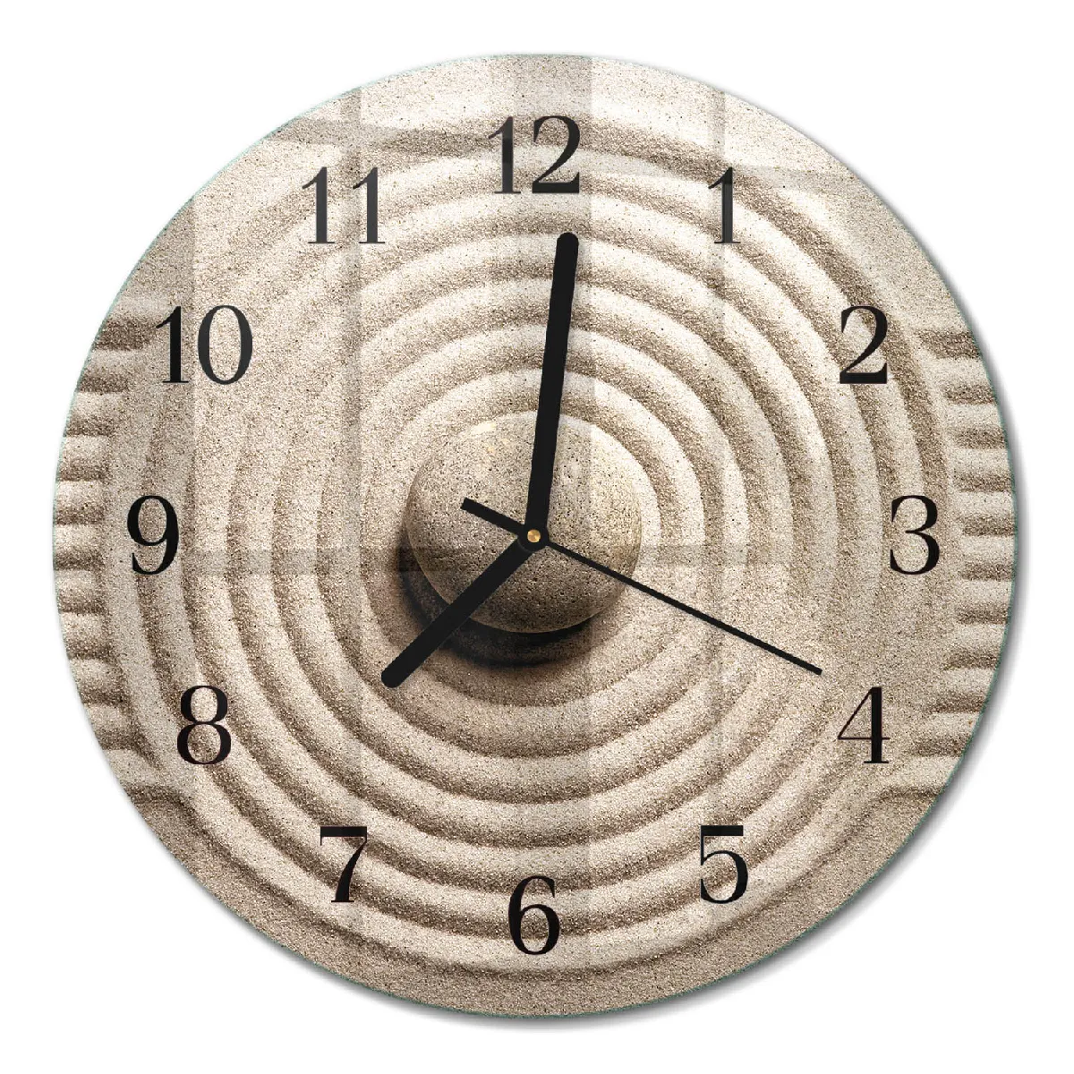 Horloge Ronde En Verre Tulup fi30 cm Pierre Aiguilles noires