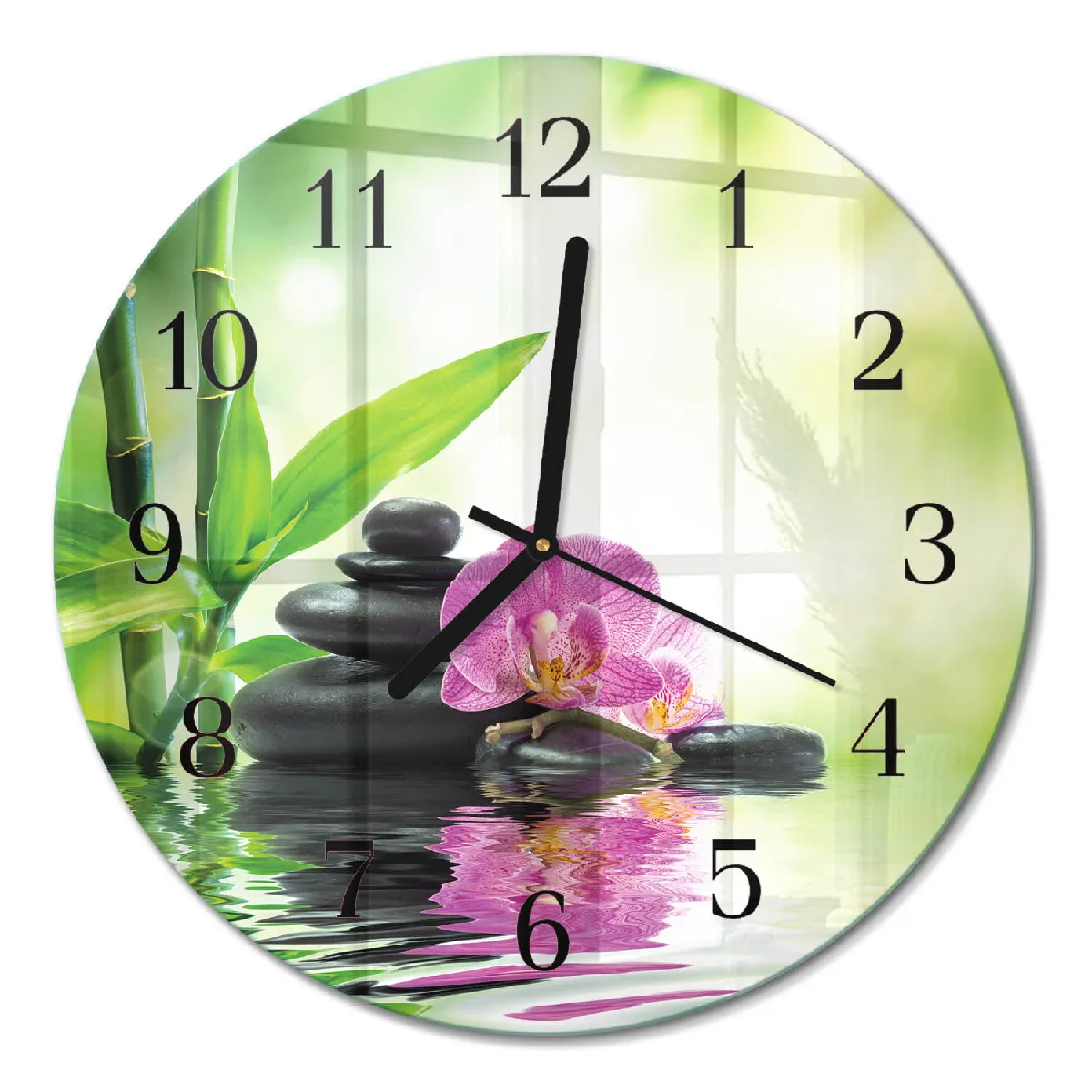 Pendule Murale Tulup fi30 cm Spa Orchid Aiguilles noires
