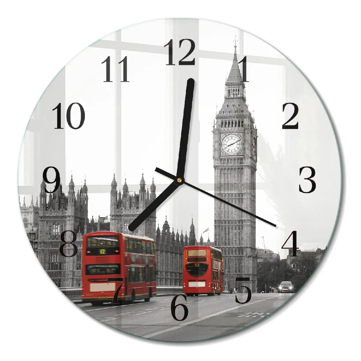 Pendule Murale Ronde Tulup fi30 cm Londres Aiguilles noires
