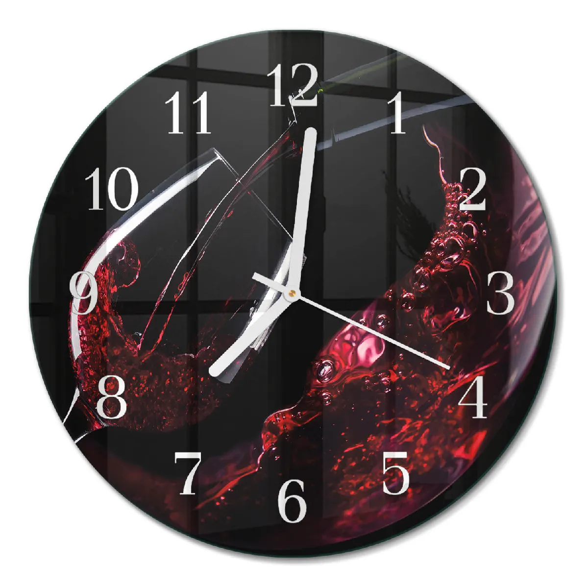 Pendule Murale Ronde Tulup fi30 cm Vin Aiguilles blanches
