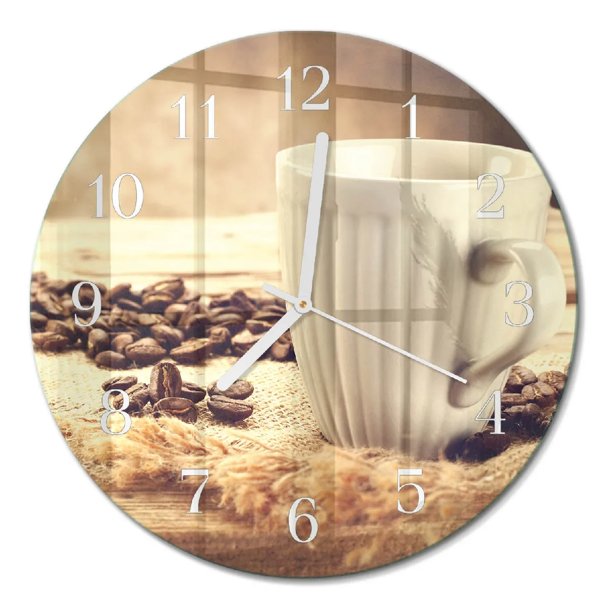 Pendule Murale Ronde Tulup fi30 cm Café Aiguilles blanches