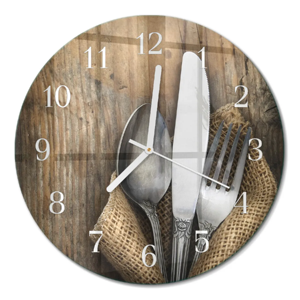 Horloge Ronde Murale Tulup fi30 cm Couverts Aiguilles blanches