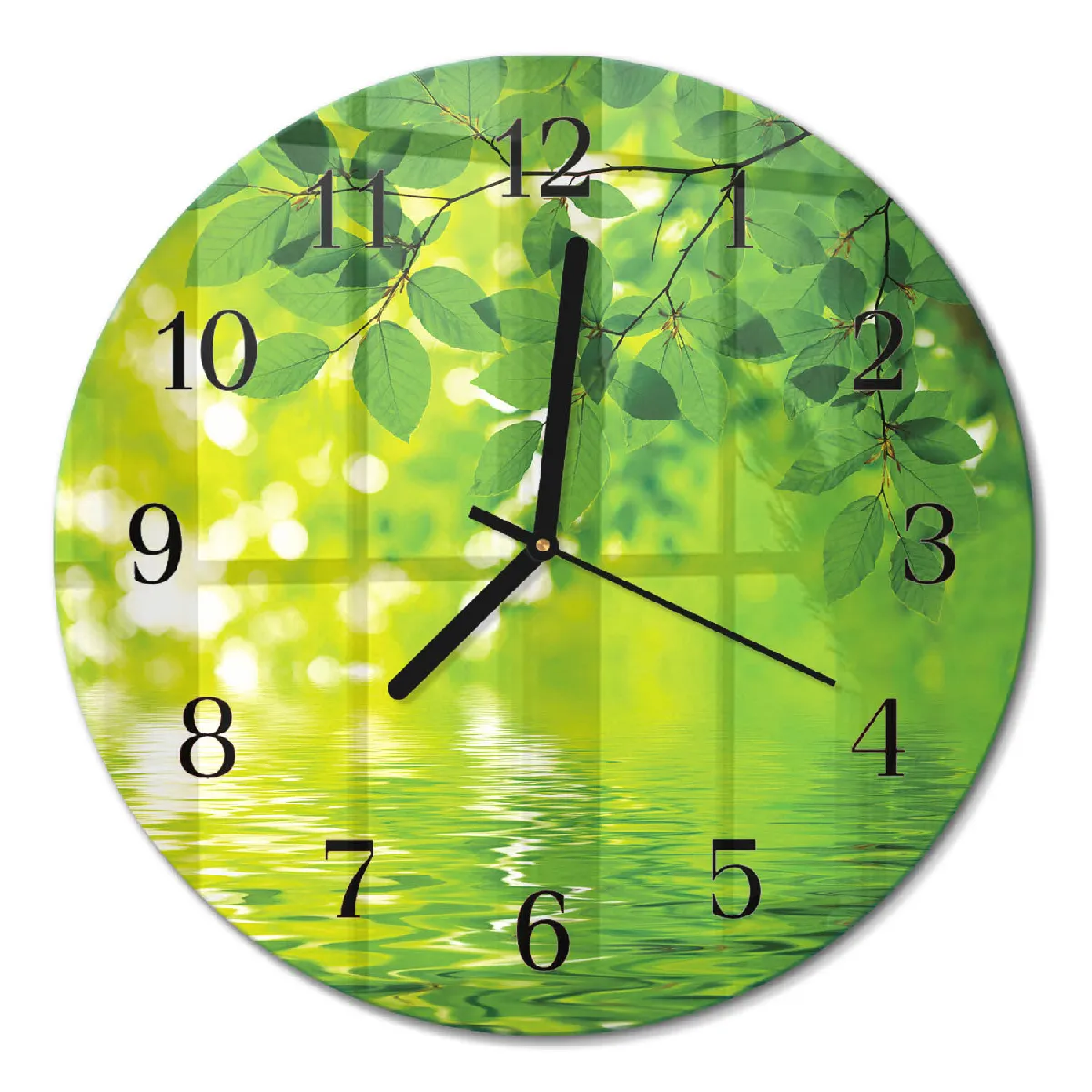 Horloge Murale Tulup fi30 cm Feuilles Aiguilles noires