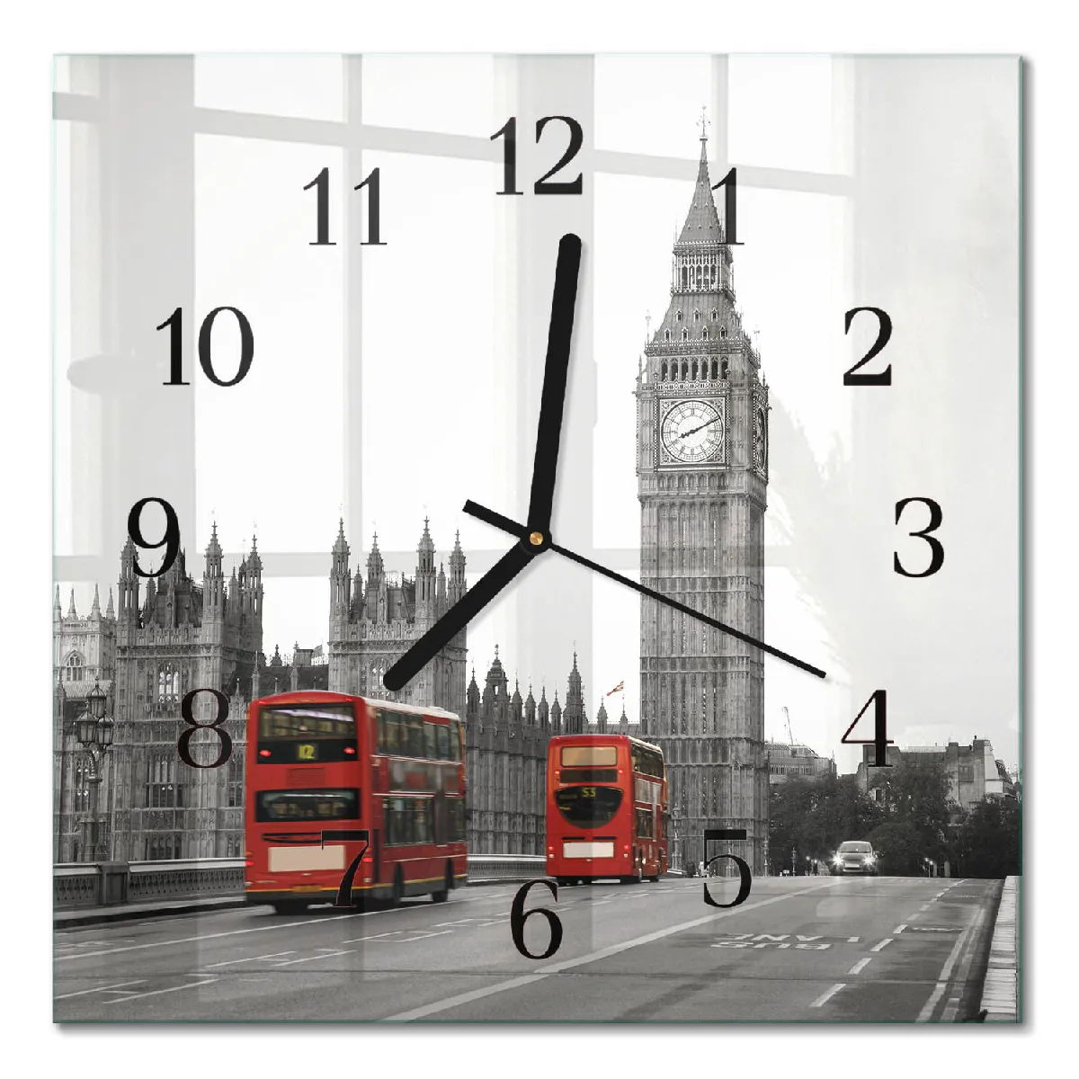 Horloge Murale Carrée Tulup 30x30 cm Londres Aiguilles noires