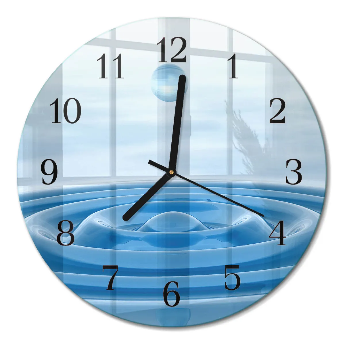 Horloge Murale Tulup fi30 cm Eau Aiguilles noires