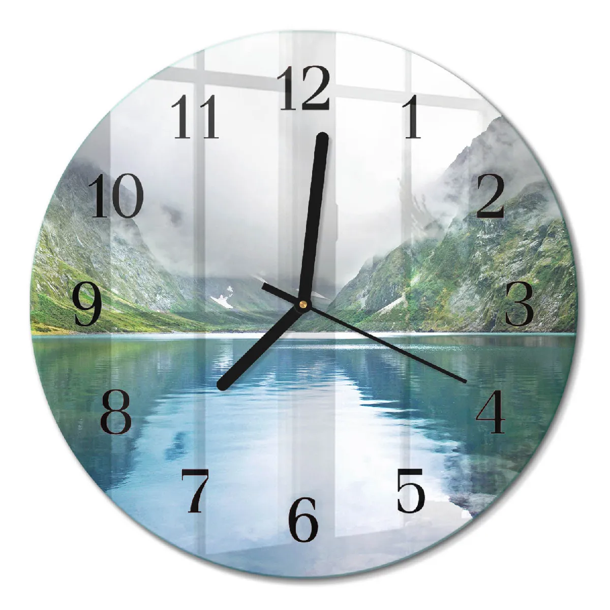 Pendule Murale Ronde Tulup fi30 cm Lac de montagne Aiguilles noires