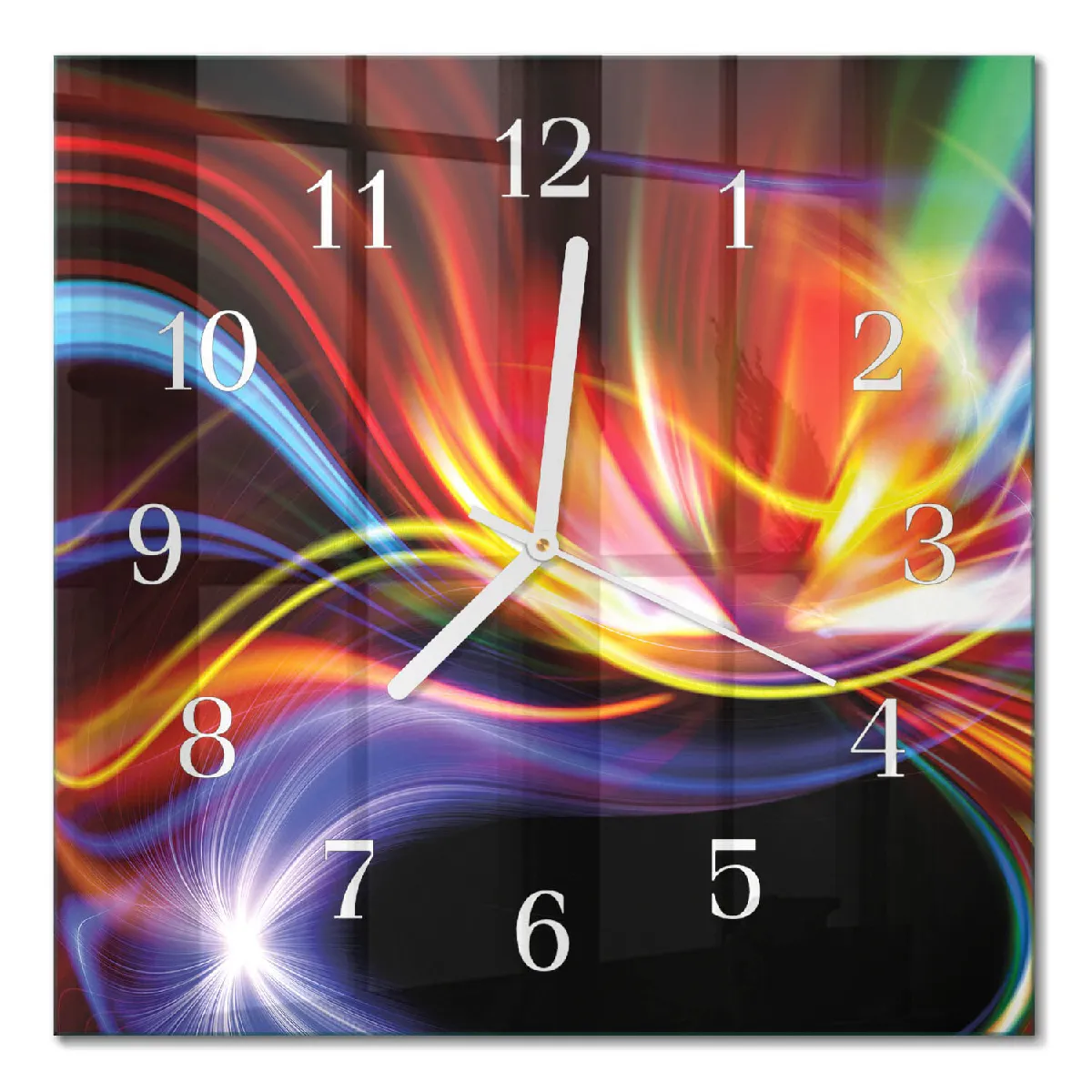Horloge En Verre Tulup 30x30 cm Art abstrait Aiguilles blanches