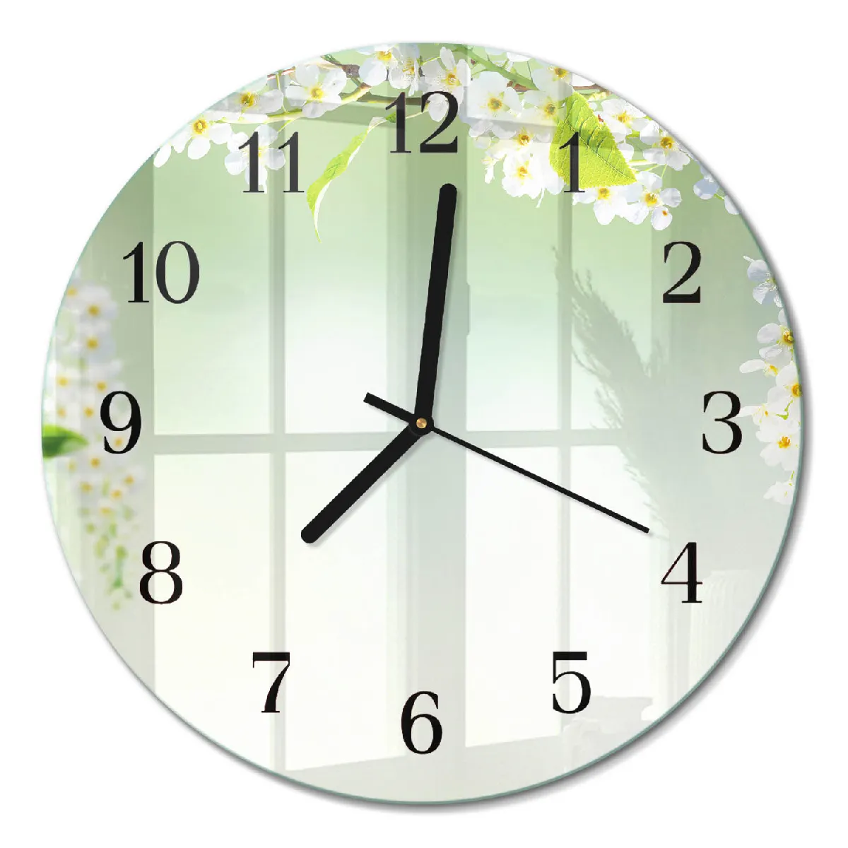 Horloge Ronde Murale Tulup fi30 cm Printemps Aiguilles noires