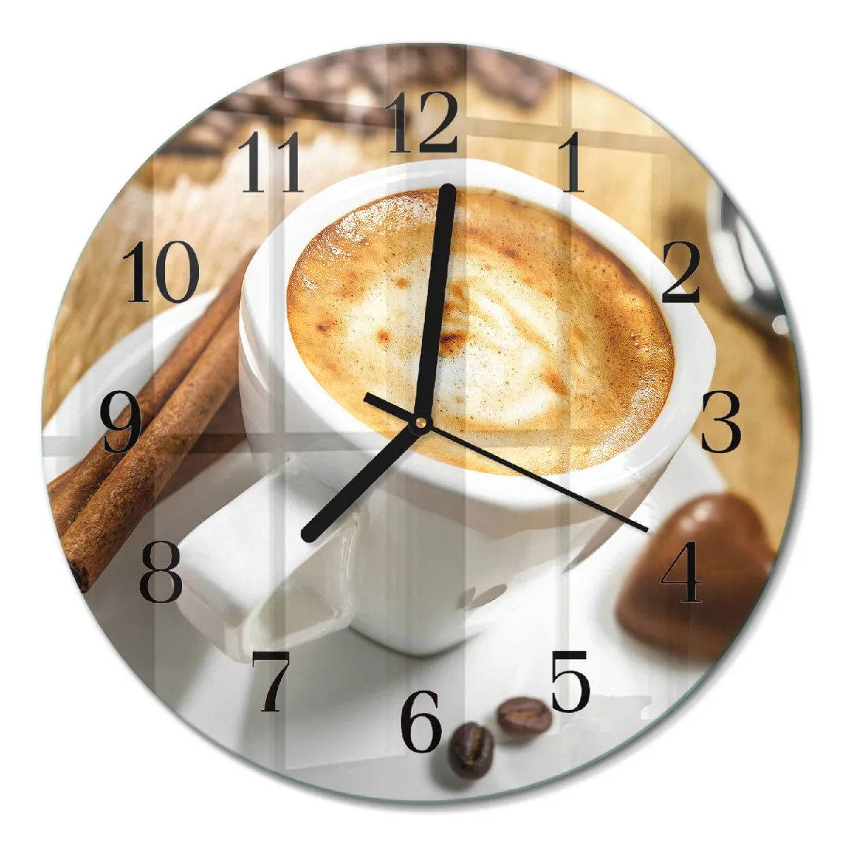 Horloge En Verre Tulup fi30 cm Café Aiguilles noires
