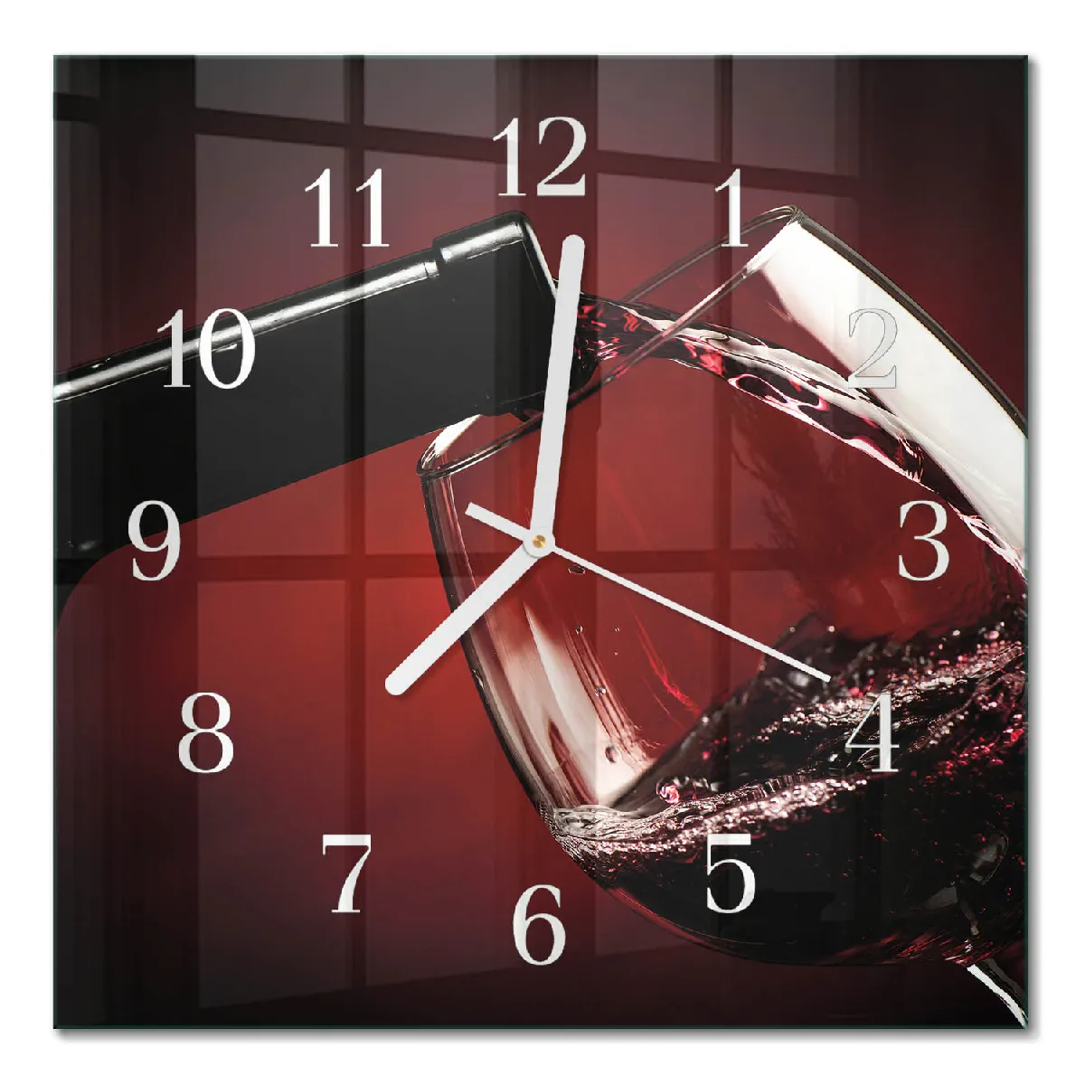 Horloge Murale Carrée Tulup 30x30 cm Verre à vin Aiguilles blanches