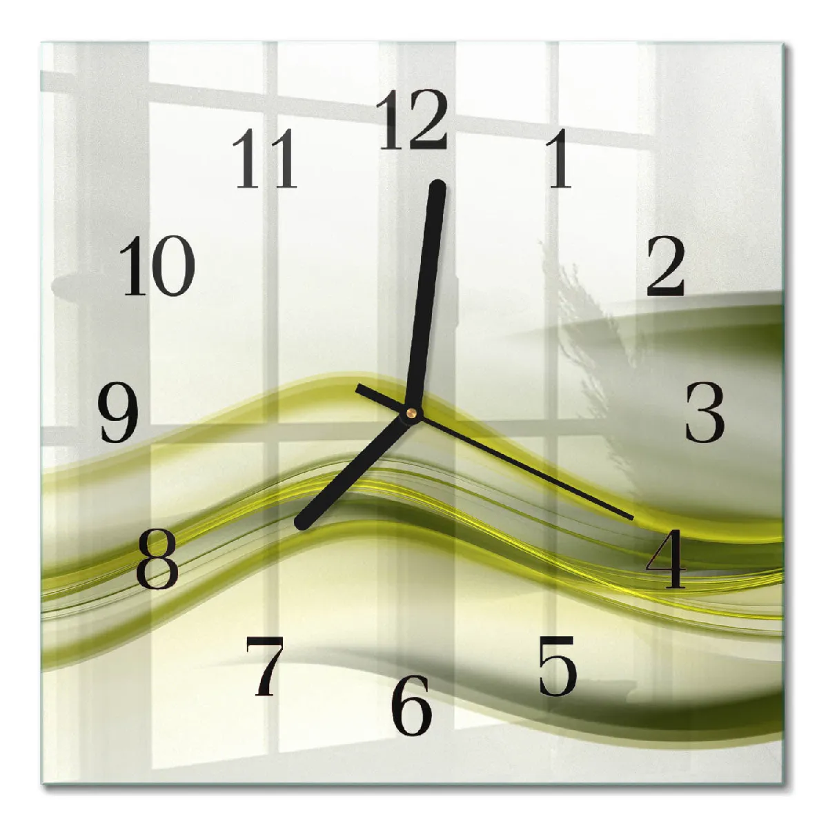 Pendule En Verre Tulup 30x30 cm Lignes abstraites Aiguilles noires