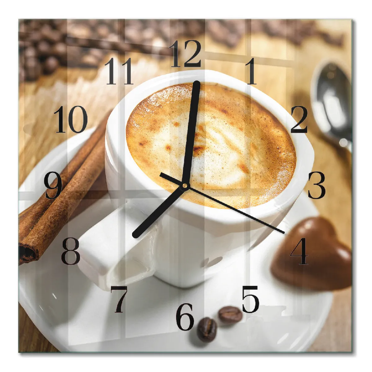 Horloge Murale Carrée Tulup 30x30 cm Café Aiguilles noires