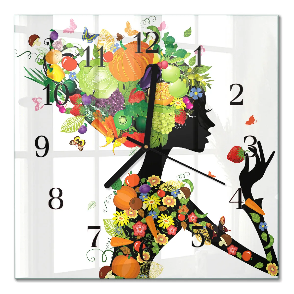 Horloge Carrée En Verre Tulup 30x30 cm Morceau Aiguilles noires