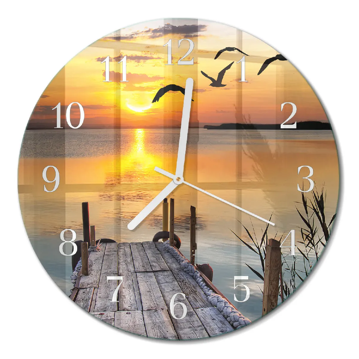 Horloge Ronde Murale Tulup fi30 cm Lac Bridge Aiguilles blanches