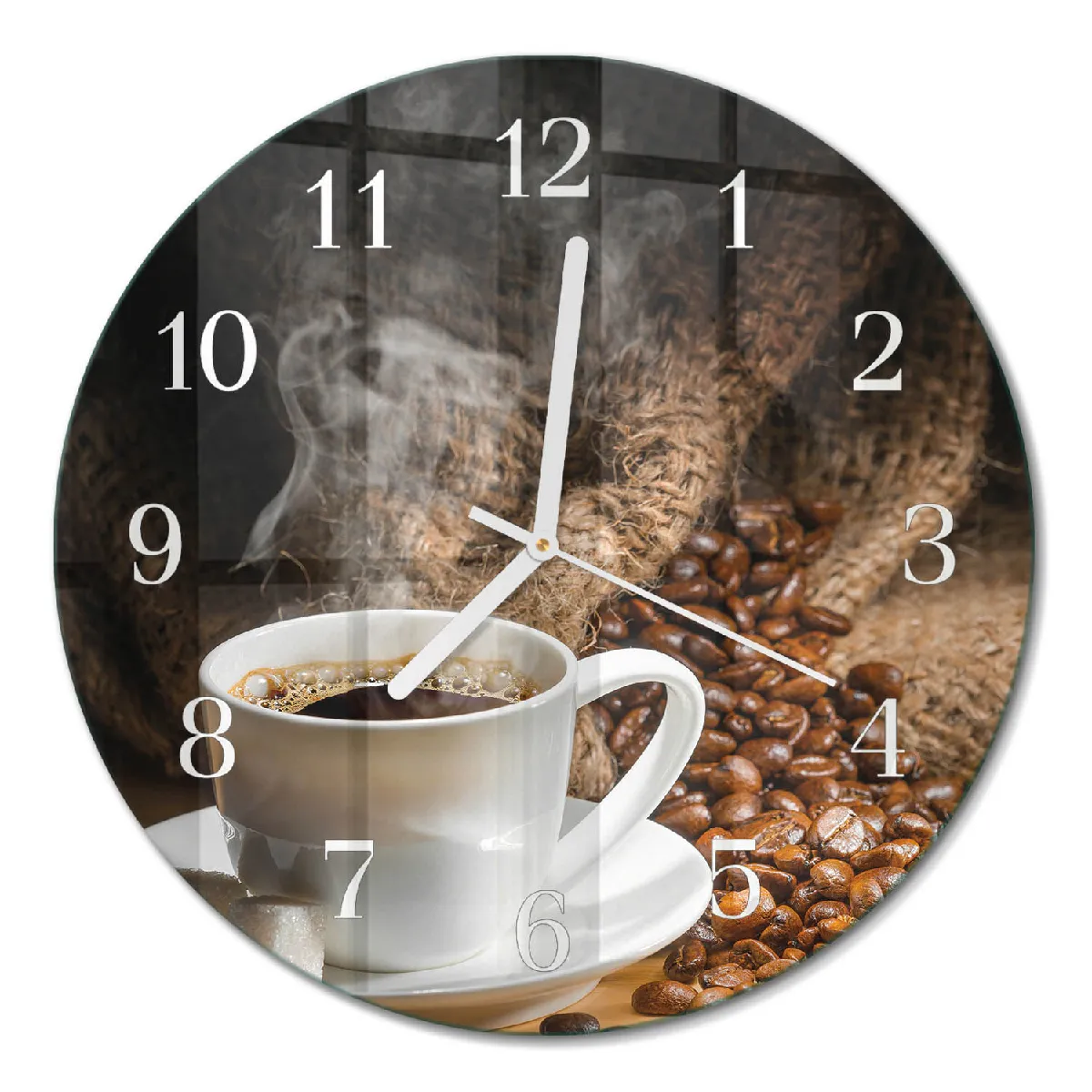 Horloge Ronde Murale Tulup fi30 cm Café Aiguilles blanches
