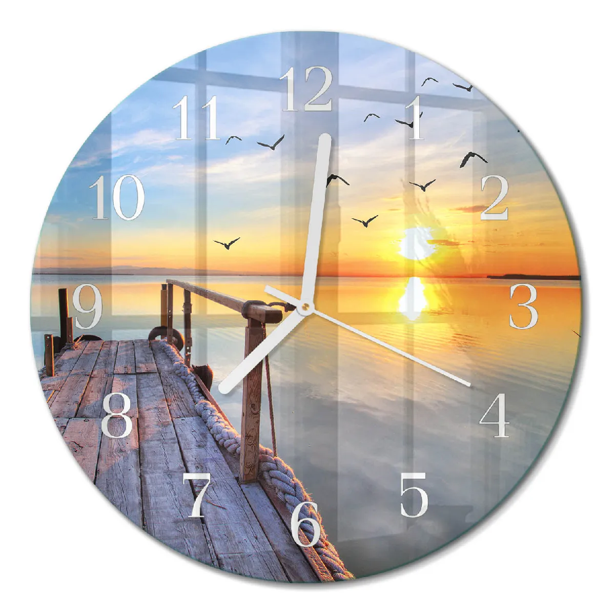 Horloge En Verre Tulup fi30 cm Jetée Aiguilles blanches