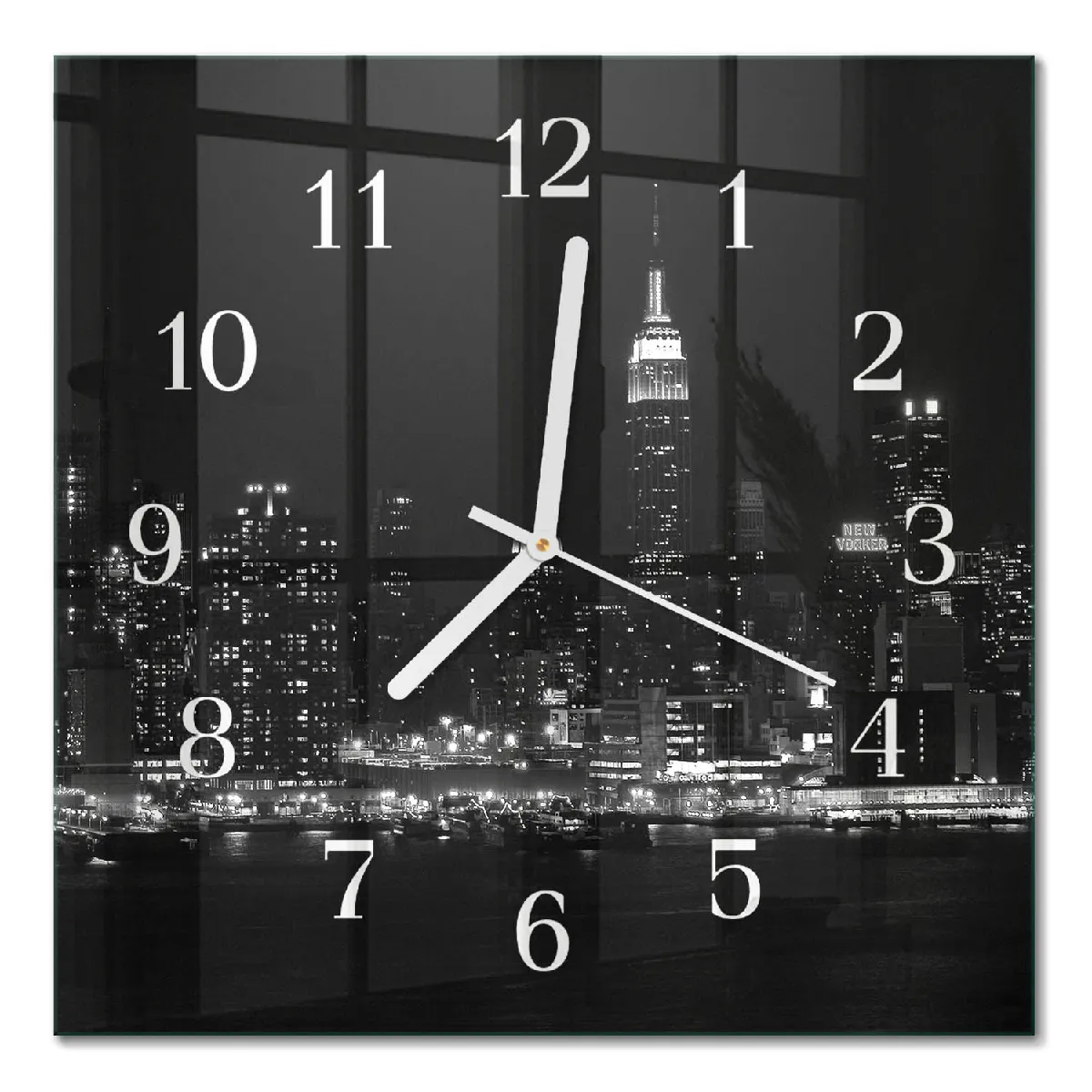 Horloge Carrée En Verre Tulup 30x30 cm Horizon Aiguilles blanches