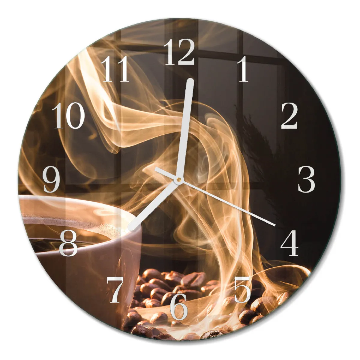 Pendule Murale Tulup fi30 cm Une tasse de café Aiguilles blanches