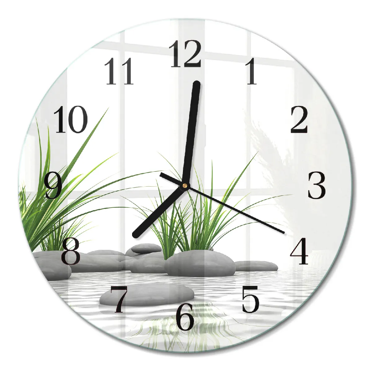 Horloge En Verre Tulup fi30 cm Pierres Aiguilles noires