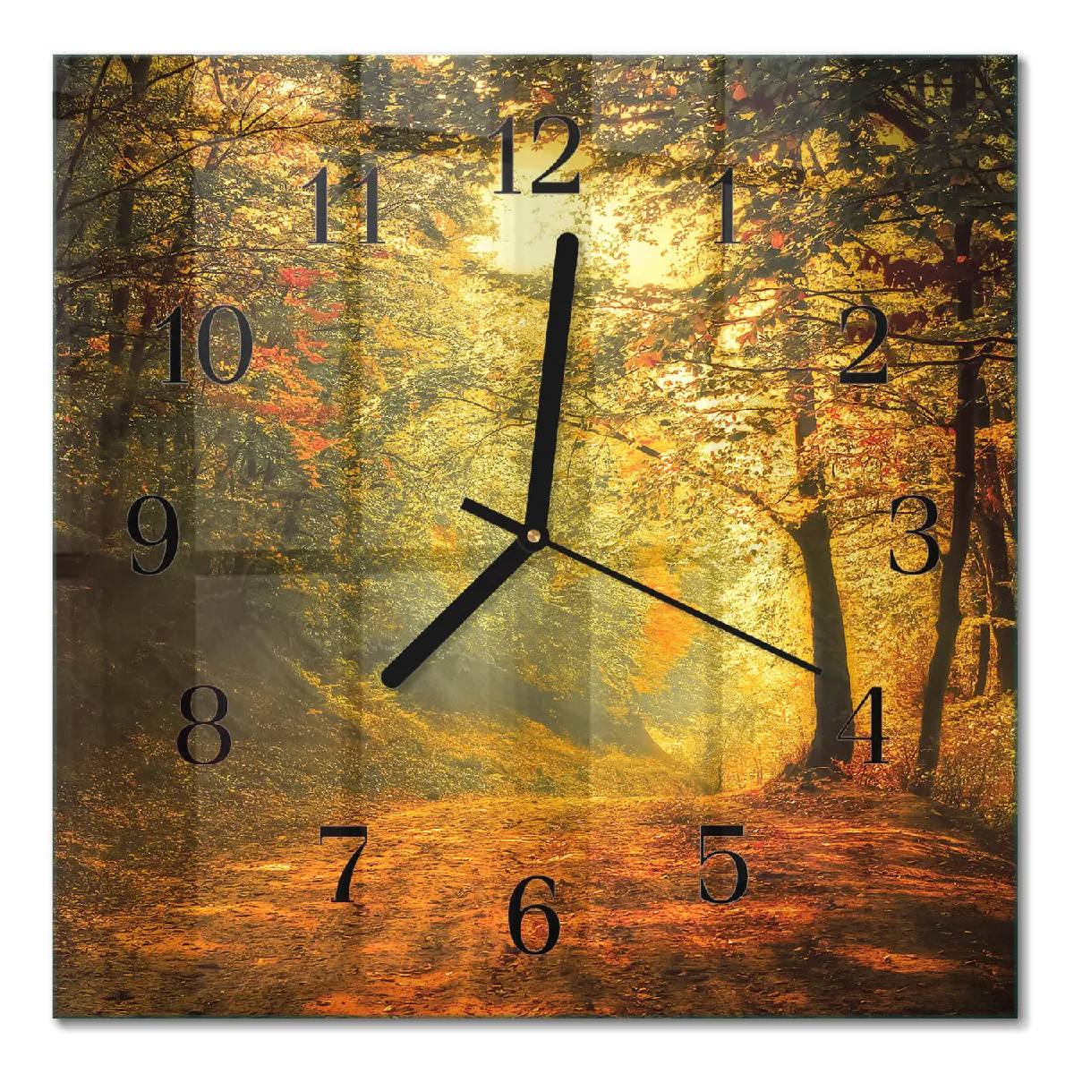 Horloge Murale Carrée Tulup 30x30 cm L'automne en forêt Aiguilles noires