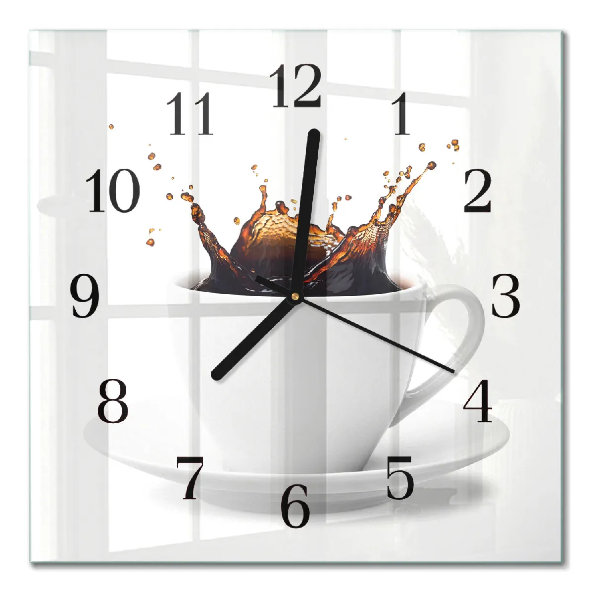 Horloge Carrée En Verre Tulup 30x30 cm Café Aiguilles noires