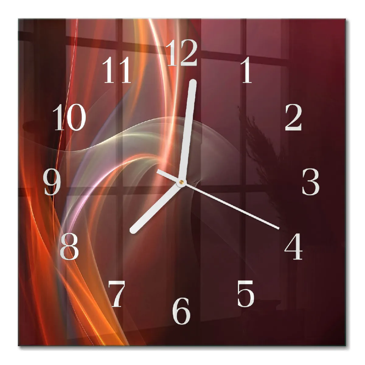 Pendule En Verre Tulup 30x30 cm Lignes abstraites Aiguilles blanches