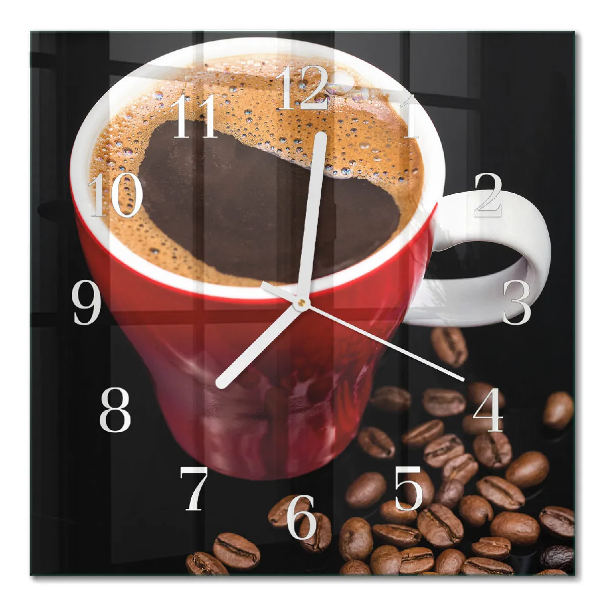 Horloge Murale Tulup 30x30 cm Une tasse de café Aiguilles blanches
