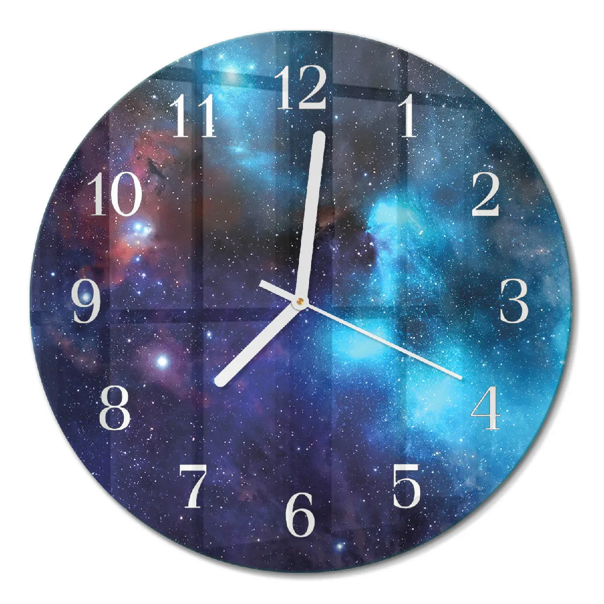 Horloge Ronde En Verre Tulup fi30 cm Ciel étoilé Aiguilles blanches
