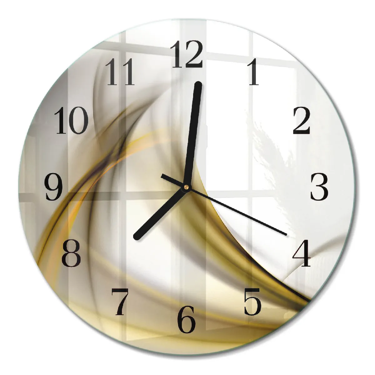 Horloge Ronde En Verre Tulup fi30 cm Lignes abstraites Aiguilles noires