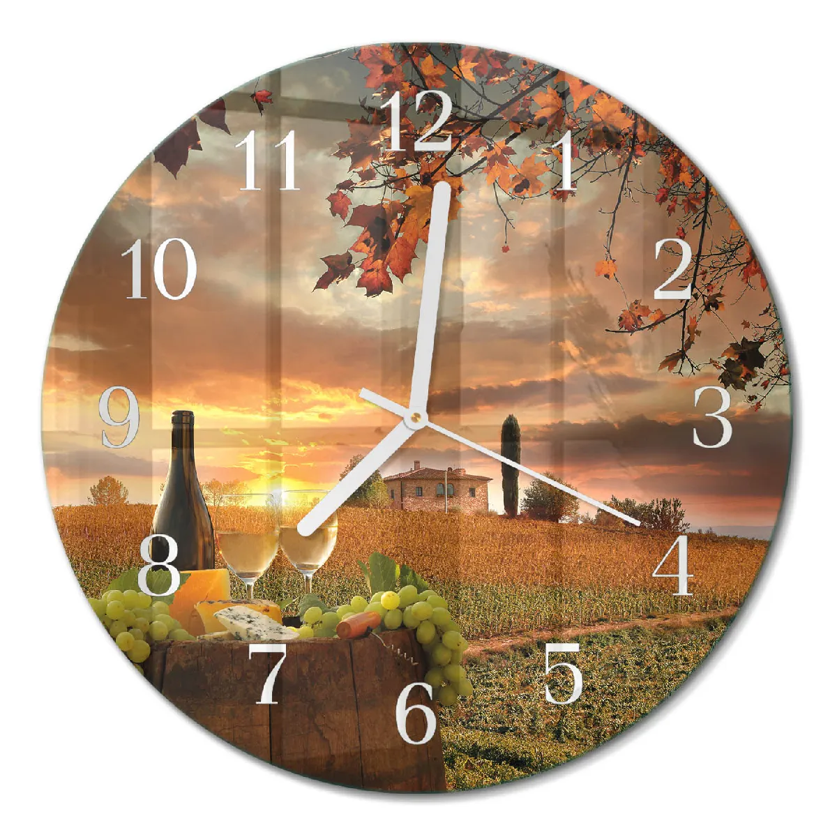 Horloge Ronde Tulup fi30 cm Vin Nature Aiguilles blanches