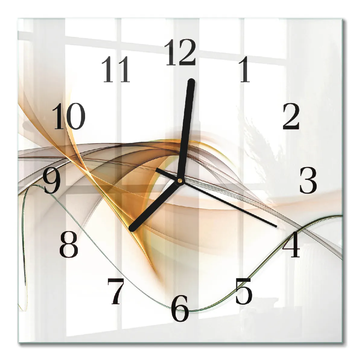 Pendule En Verre Tulup 30x30 cm Abstraction Aiguilles noires