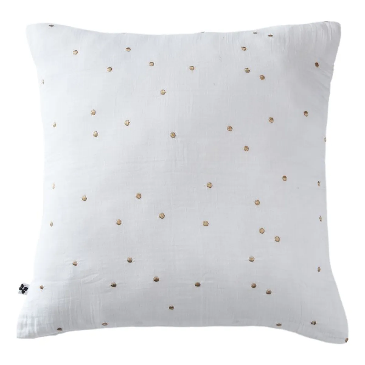 Taie D'oreiller Pois Doré Déco "gaïa Chic" 60 X 60 Cm & 50 X 70 Cm "gaze De Coton" L'effet Papillon