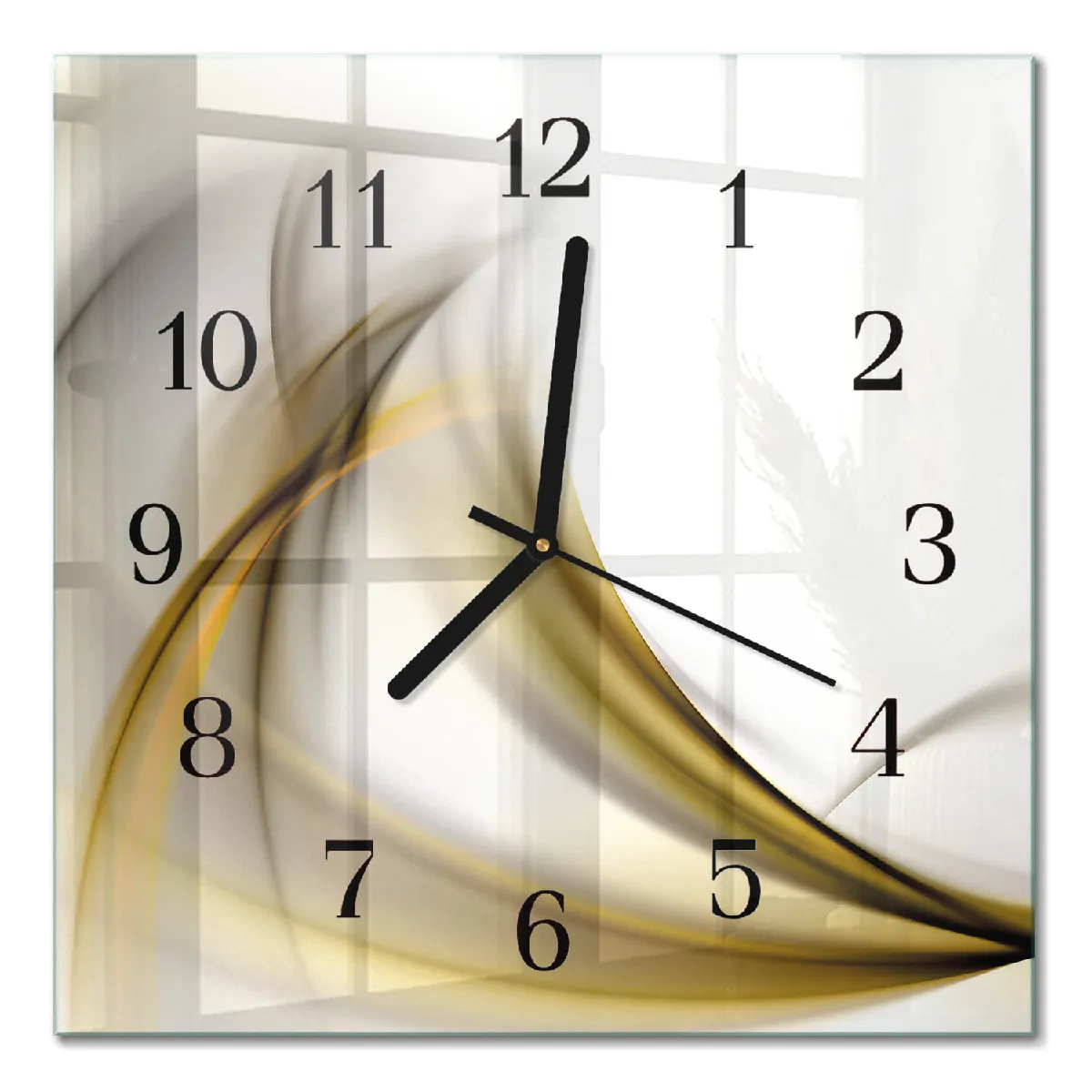 Pendule En Verre Tulup 30x30 cm Lignes abstraites Aiguilles noires