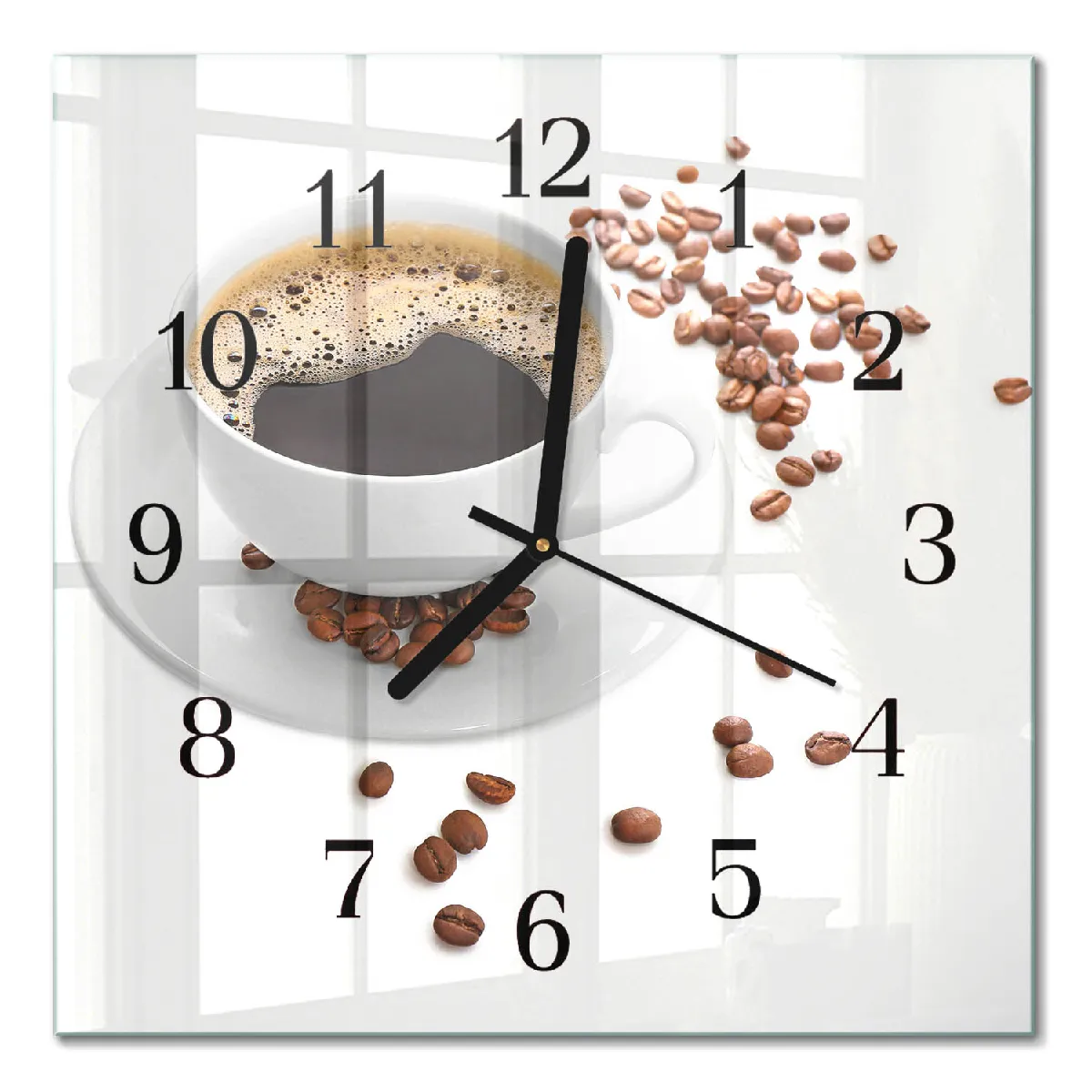 Pendule Carrée En Verre Tulup 30x30 cm Café Aiguilles noires