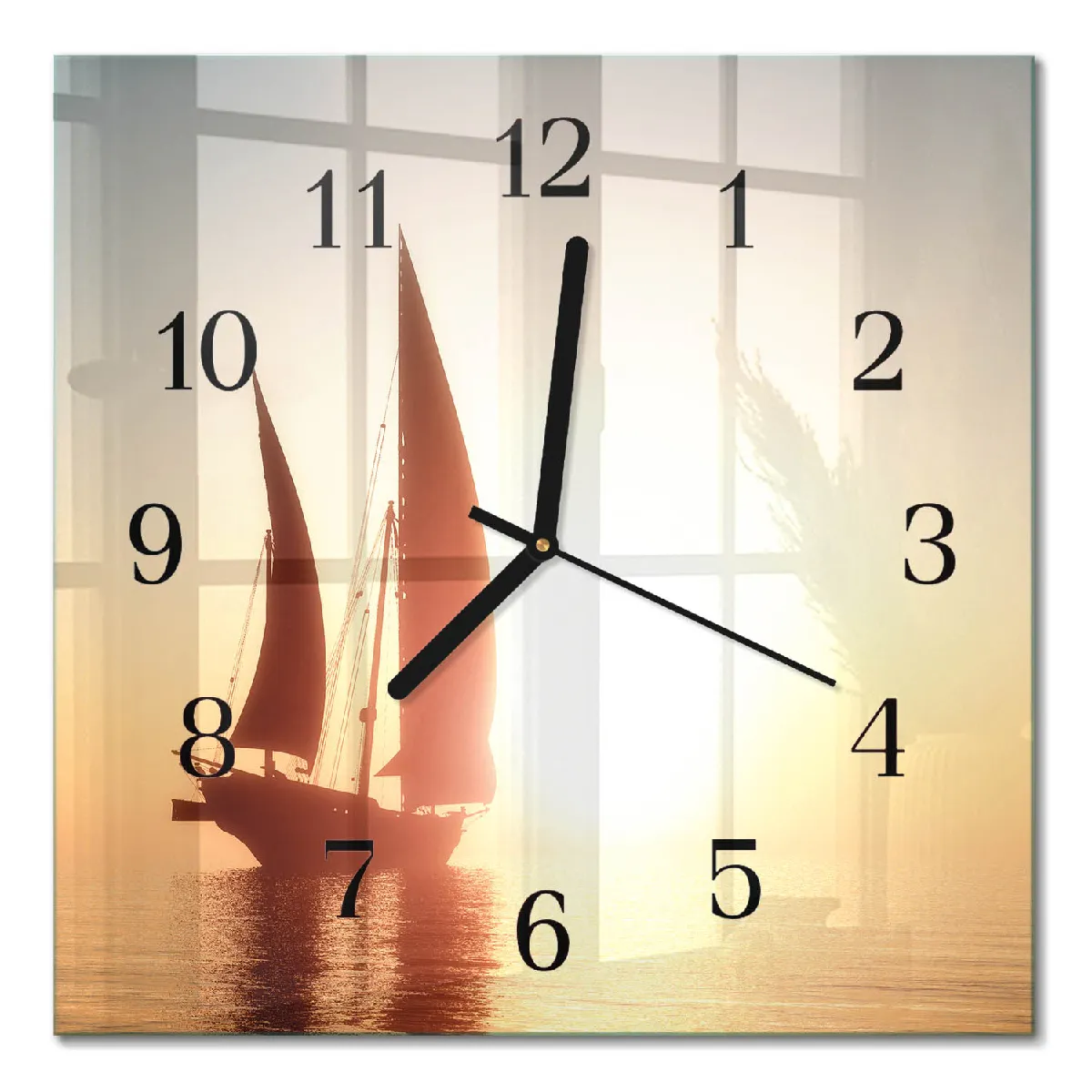 Horloge Murale Tulup 30x30 cm Voilier Aiguilles noires