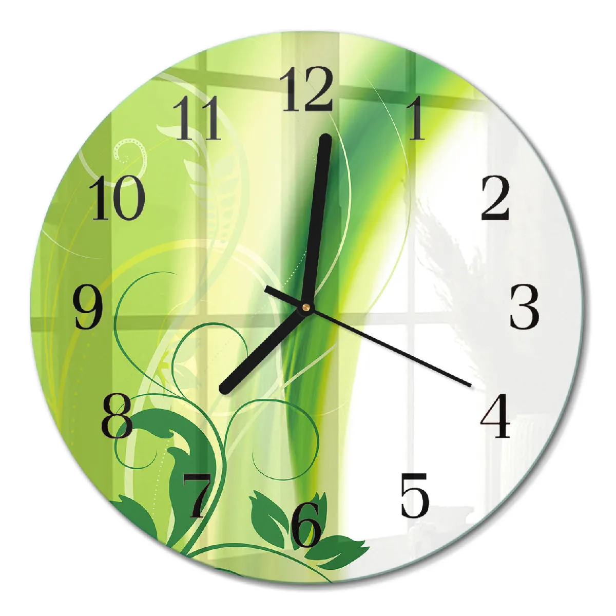 Pendule Murale Ronde Tulup fi30 cm Motif floral Aiguilles noires