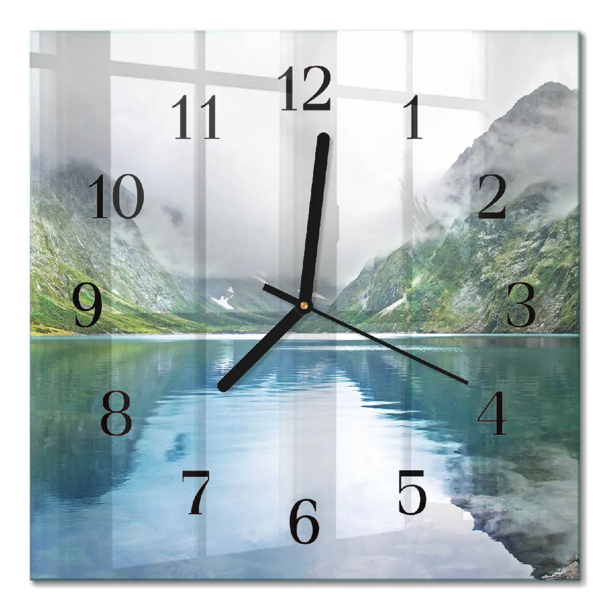 Horloge Murale Carrée Tulup 30x30 cm Lac de montagne Aiguilles noires